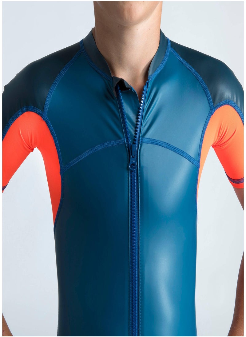 NABAIJI NABAIJI by DECATHLON, Boy Swimming Suit Shorty 100 Kloupi Comfortable & Quick-Dry Blue Red  - Image 3