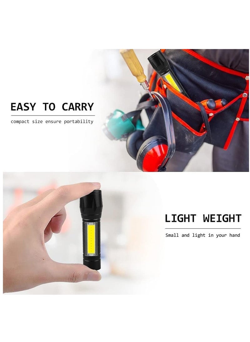 ELTRAZONE - USB Rechargeable Torch, Outdoor Emergency Light Check Light XPE/COB Mini Torch, Portable Waterproof Handheld Torch for Camping, Outdoor, Emergency and Daily Use (2 Pack) - Image 1