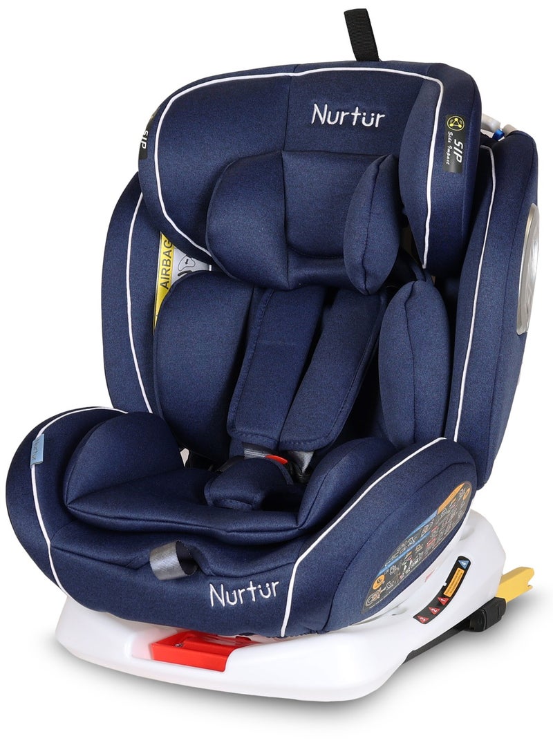Nurtur Ultra Baby 4 in 1 Car Seat ISOFIX 9-Level Adjustable Headrest and Canopy Upto 36kg Blue - Image 1