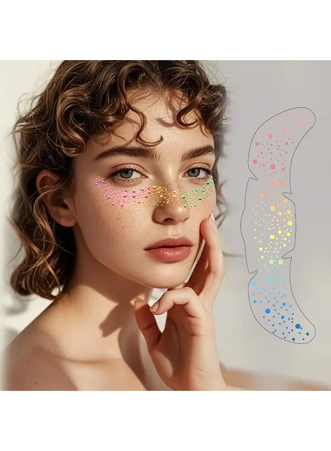 8pcs Silver Star Heart Glitter Face Stickers Freckle Gems For Party Christmas - Image 4