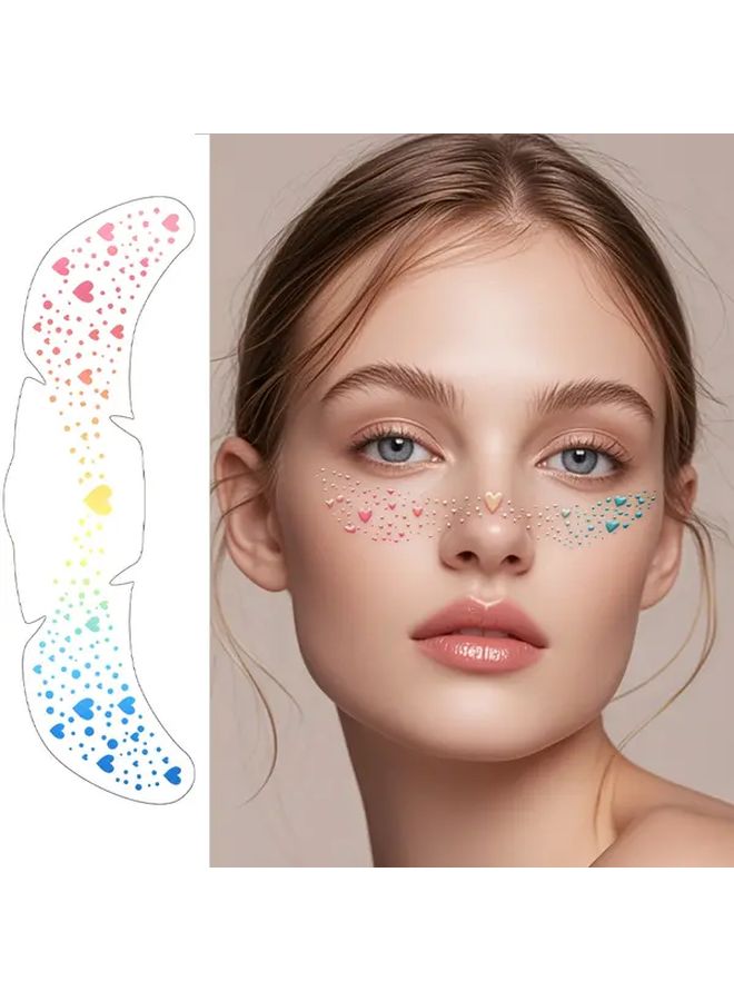 8pcs Silver Star Heart Glitter Face Stickers Freckle Gems For Party Christmas - Image 3