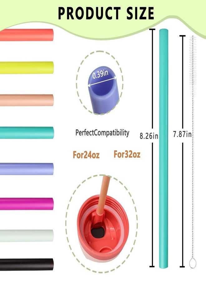 NTIERA 8pcs Replacement Straws for Owala FreeSip 24oz 32oz Bottle, Reusable Plastic Straws with Cleaning Cleaner Brush for Insulated Stainless Steel Water Bottle Tumbler Accessories(8 Color) - Image 5