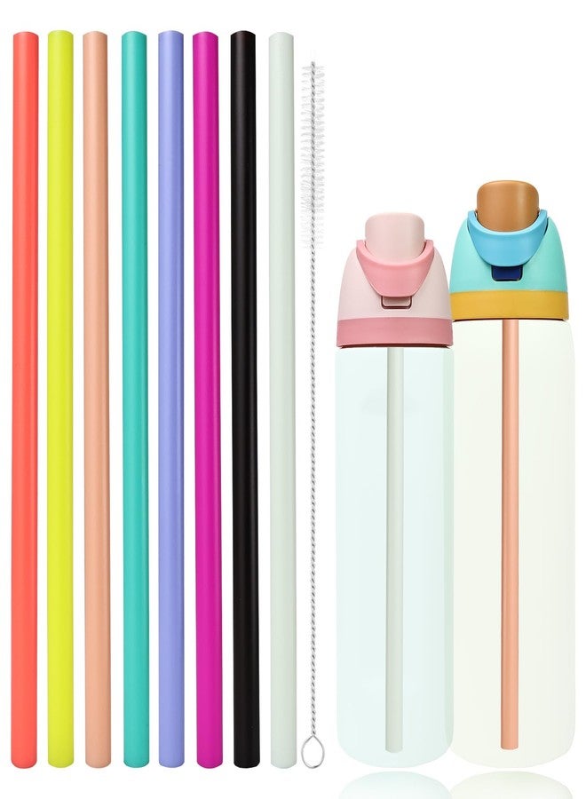 NTIERA 8pcs Replacement Straws for Owala FreeSip 24oz 32oz Bottle, Reusable Plastic Straws with Cleaning Cleaner Brush for Insulated Stainless Steel Water Bottle Tumbler Accessories(8 Color) - Image 1