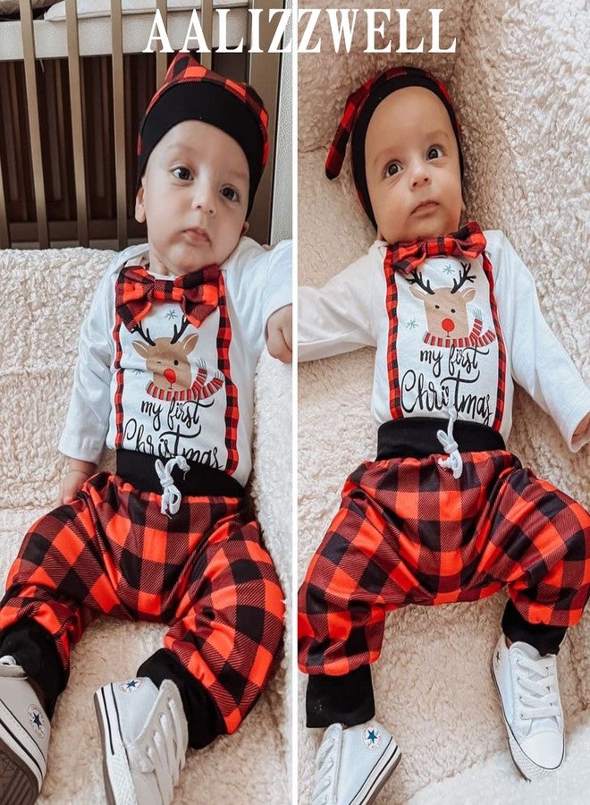 Aalizzwell ملابس عيد الميلاد للأطفال الرضع من عمر 6 إلى 12 شهرًا من Aalizzwell، طقم ملابس عيد الميلاد الأول، ملابس عيد الميلاد بنقشة مربعات الجاموس - Image 2