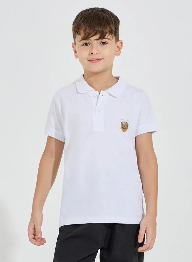 Styli Styli Regular Fit Polo T-Shirt with Embroidered Badge Detail