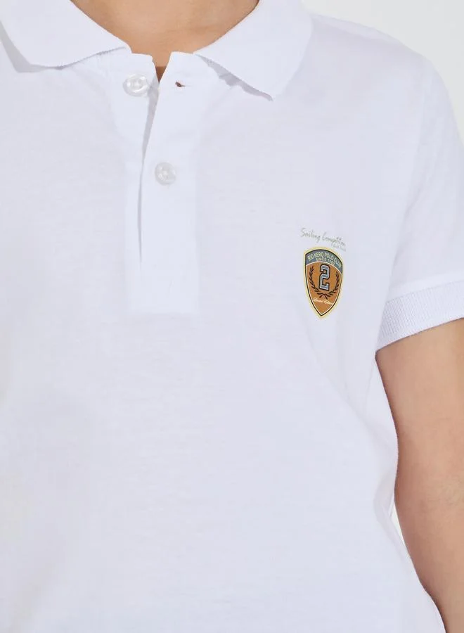 Styli Styli Regular Fit Polo T-Shirt with Embroidered Badge Detail