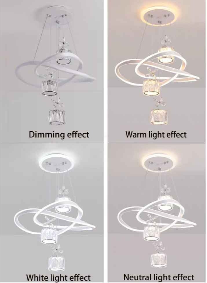 إرنيا ثريا كريستالية حديثة ذات قاعدة مضيئة وثلاثة بلورات من طراز K9 ومصابيح السقف قابلة للضبط لمدة 50 سنتيمترا، وثلاثة أنواع من درجات الحرارة الملونة تنطبق على الممرات والمطاعم وممرات الدخول (50 سنتيمترا، أبيض) - Image 5