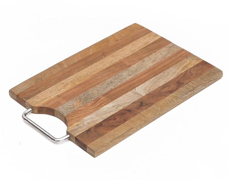 OGGN Wooden Chopping Board with Stainless Steel Handle Durable Wood Vegetable Fruits Chopper KnifeFriendly Cutting Boards Cutter Pad for Kitchen 305 X 229 cm - Image 3