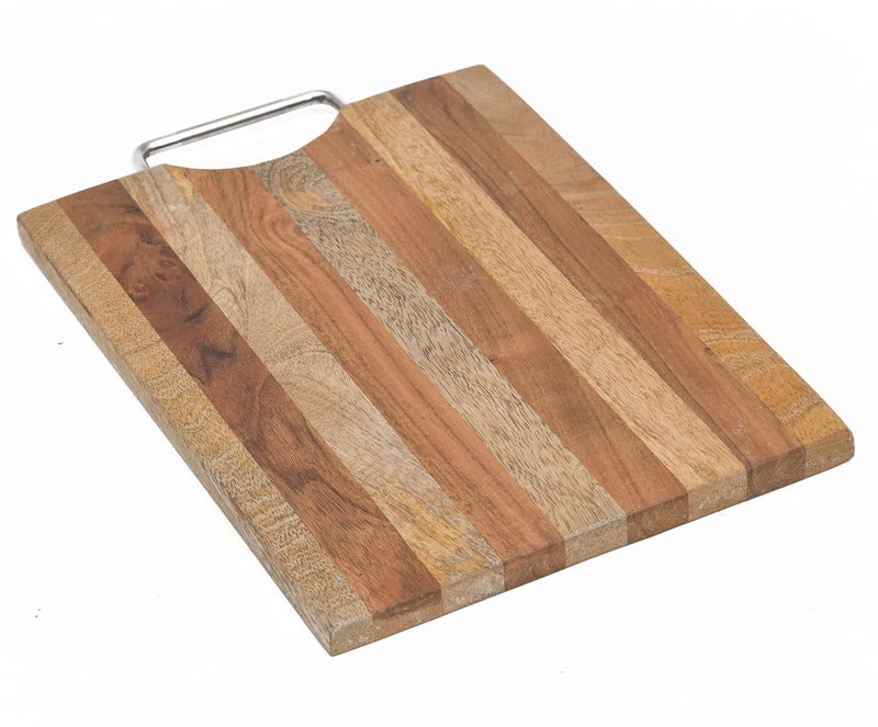 OGGN Wooden Chopping Board with Stainless Steel Handle Durable Wood Vegetable Fruits Chopper KnifeFriendly Cutting Boards Cutter Pad for Kitchen 305 X 229 cm - Image 5