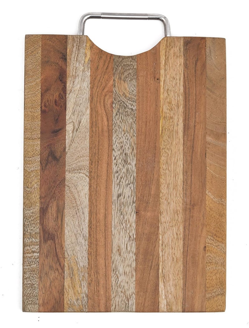 OGGN Wooden Chopping Board with Stainless Steel Handle Durable Wood Vegetable Fruits Chopper KnifeFriendly Cutting Boards Cutter Pad for Kitchen 305 X 229 cm - Image 2