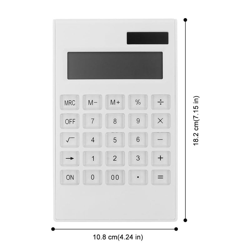 Solar Powered Office Calculator Large Keys Portable Compact White Design - Image 3