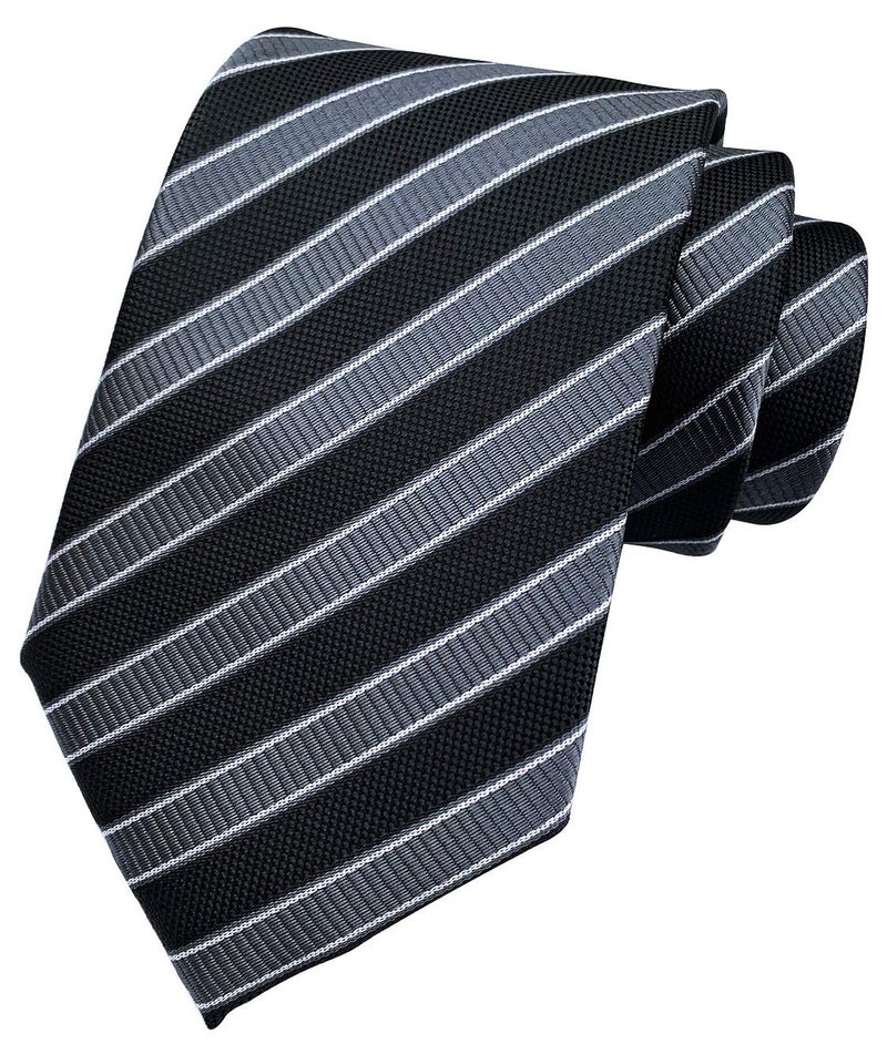 Ctskyte Men's Black Grey Striped Western Tie Trendy Patterned Fashion Suit Silk Necktie 3 inch - Image 5