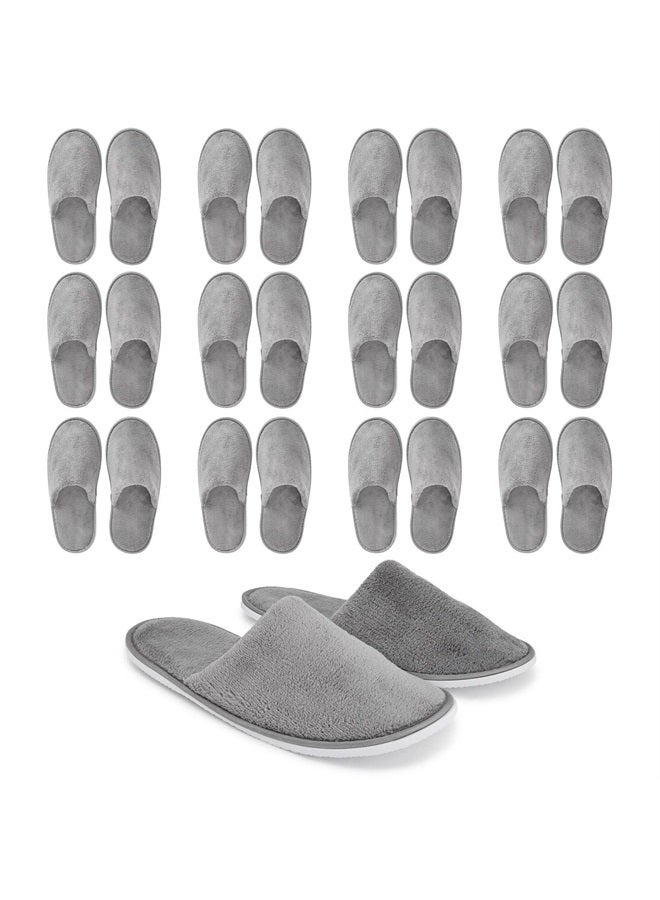 Juvale 12 Pairs Disposable Slippers for Guests, Bulk Pack for Hotel, Spa, Shoeless Home, Gray (US Men Size 11, Women 12) - Image 1