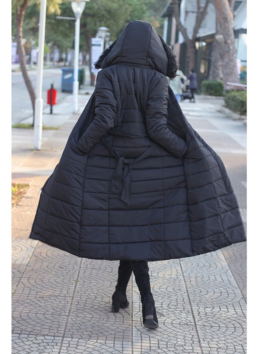 Barbora Daily Winter Full Length Women's Puffer Coat TR180BLACK  - Image 3