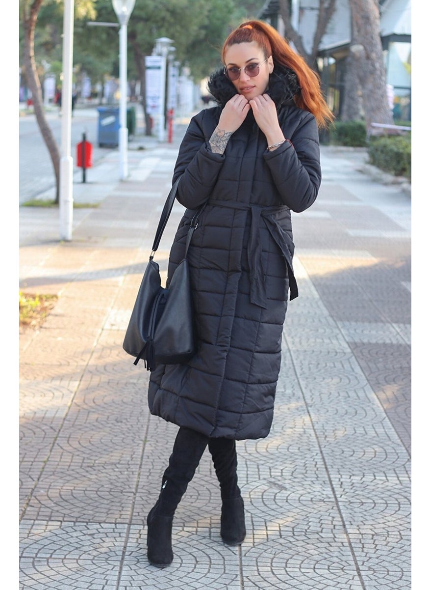 Barbora Daily Winter Full Length Women's Puffer Coat TR180BLACK  - Image 4