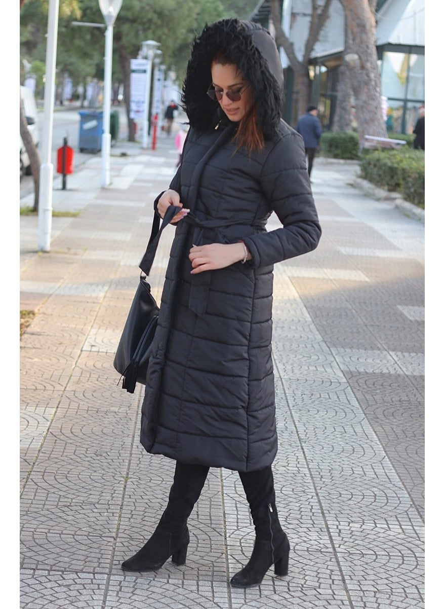 Barbora Daily Winter Full Length Women's Puffer Coat TR180BLACK  - Image 5