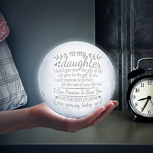 Funnli Daughter Gifts from Mom, Daughter Birthday Gift Moon Lamp, Christmas Anniversary Wedding Mothers Day Birthday Gifts for Daughter from Mom Dad, 3D Printed LED Night Light with Wooden Stand - Image 4