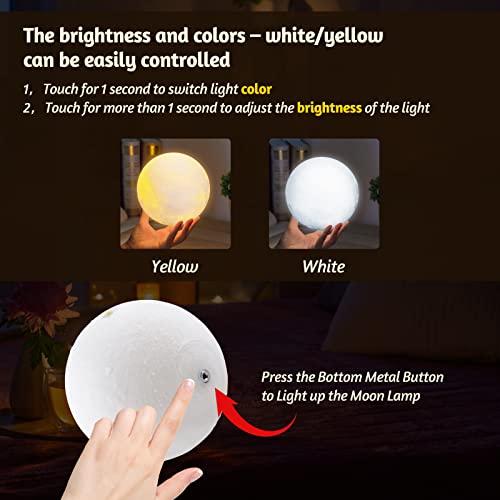 Funnli Daughter Gifts from Mom, Daughter Birthday Gift Moon Lamp, Christmas Anniversary Wedding Mothers Day Birthday Gifts for Daughter from Mom Dad, 3D Printed LED Night Light with Wooden Stand - Image 5