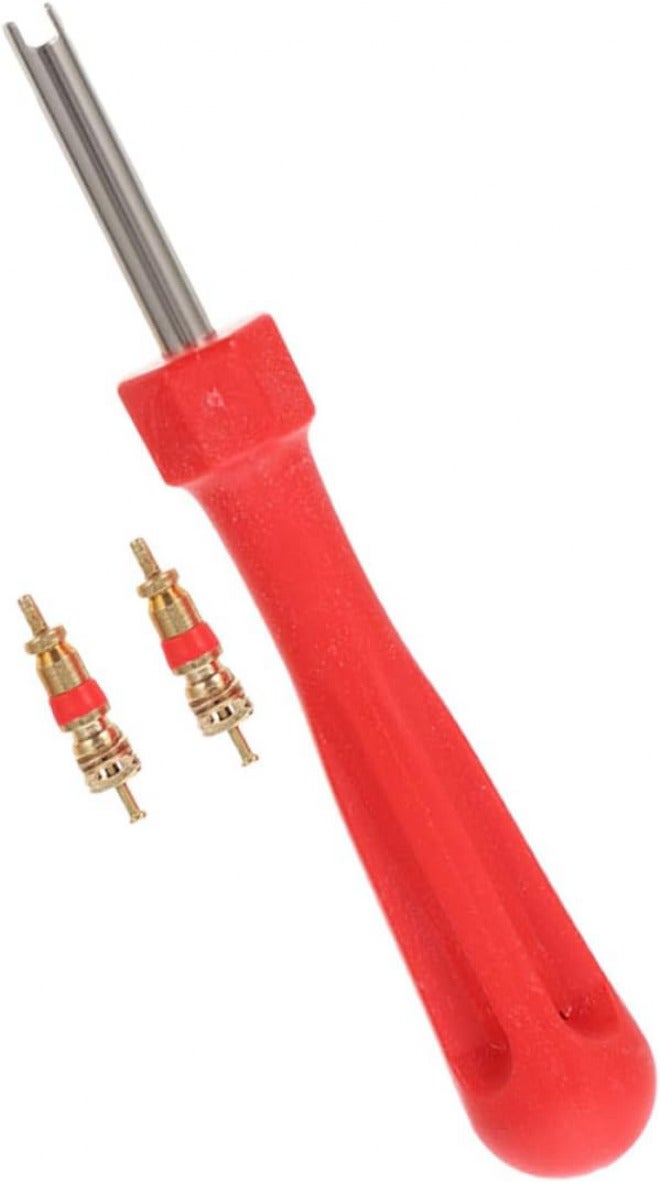 Tire Valve Core Removal Tool and Installation Set with Single Head Wrench, 2 Brass Valve Cores for Car, Motorcycle, Bicycle Tire Repair and Maintenance - Image 1