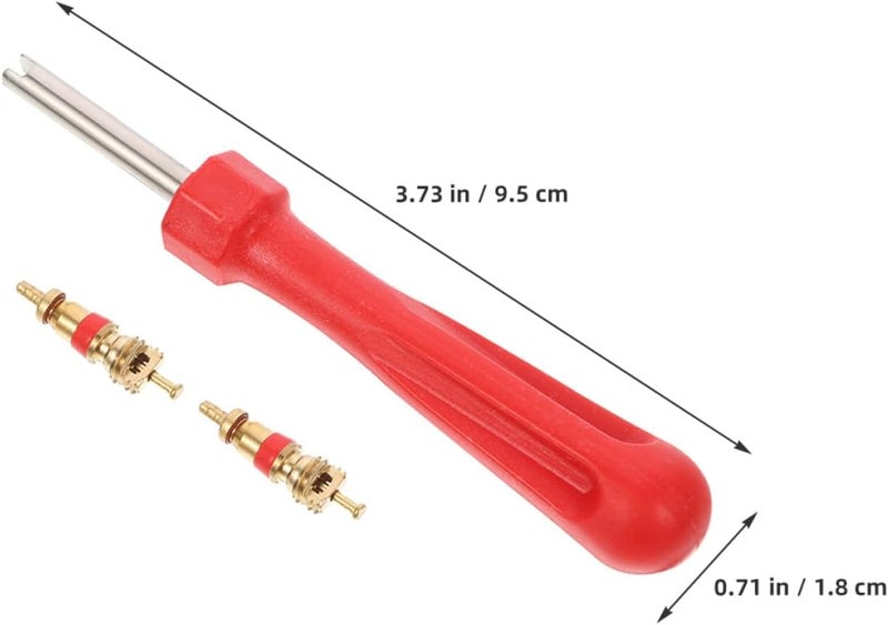 Tire Valve Core Removal Tool and Installation Set with Single Head Wrench, 2 Brass Valve Cores for Car, Motorcycle, Bicycle Tire Repair and Maintenance - Image 2