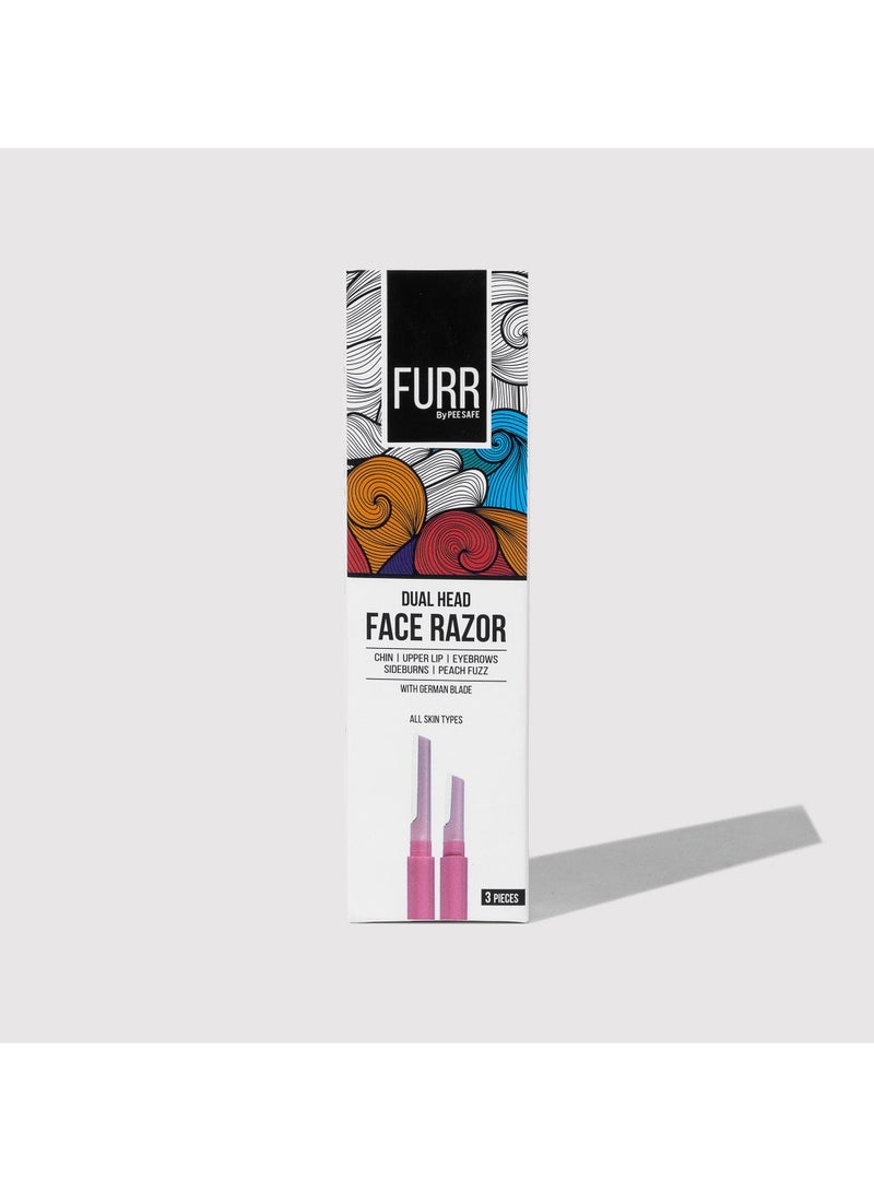 FURR Complete Grooming Pack for Women | Body, Bikini & Face Razor, and Shaving Foam Combo | 1. Body Shaving Razor with Vitamin E & Aloe Vera Pad, 2. Bikini Line Razor with safety blade, 3. Dual Head Face Razor with German Blades, 4. Moisturizing Shaving Foam for Sensitive Skin - Pack of 4 - Image 4