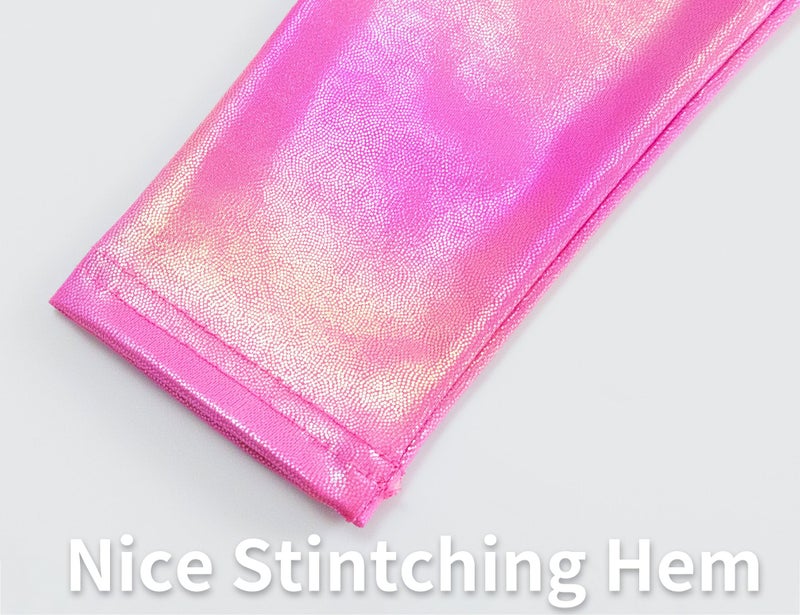 Gnainach Metallic Leggings Girls 5-6 Years Old Holographic Rose Red Fashion Smooth Dance Pants for Children Gymnastics - Image 5