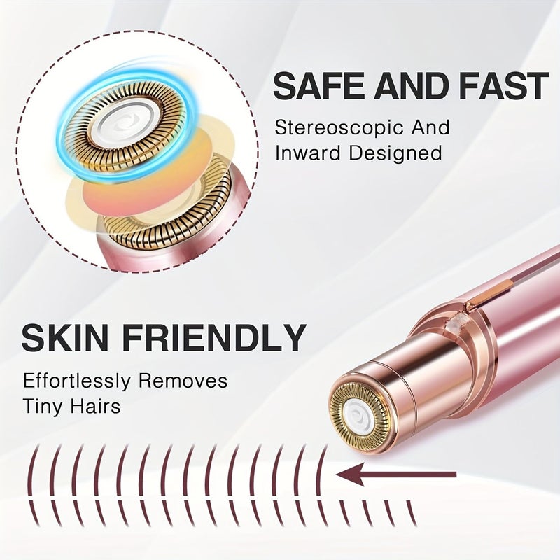 DM جهاز إزالة الشعر الأحمر للنساء للوجه، مزيل شعر كهربائي غير مؤلم، قابلة للشحن عبر USB، للوجه والشفتين والساقين مع ضوء LED، رأسين قابلين للتبديل. - Image 5