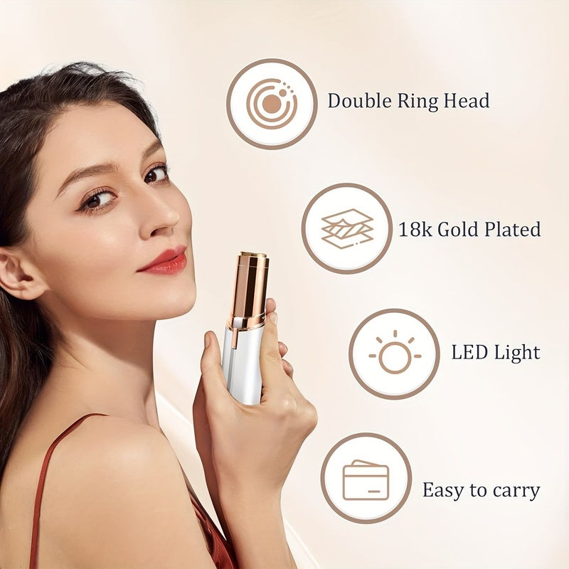 DM جهاز إزالة الشعر الأحمر للنساء للوجه، مزيل شعر كهربائي غير مؤلم، قابلة للشحن عبر USB، للوجه والشفتين والساقين مع ضوء LED، رأسين قابلين للتبديل. - Image 1