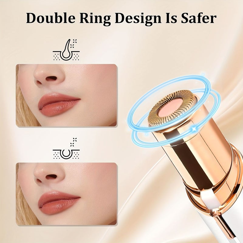 DM جهاز إزالة الشعر الأحمر للنساء للوجه، مزيل شعر كهربائي غير مؤلم، قابلة للشحن عبر USB، للوجه والشفتين والساقين مع ضوء LED، رأسين قابلين للتبديل. - Image 2