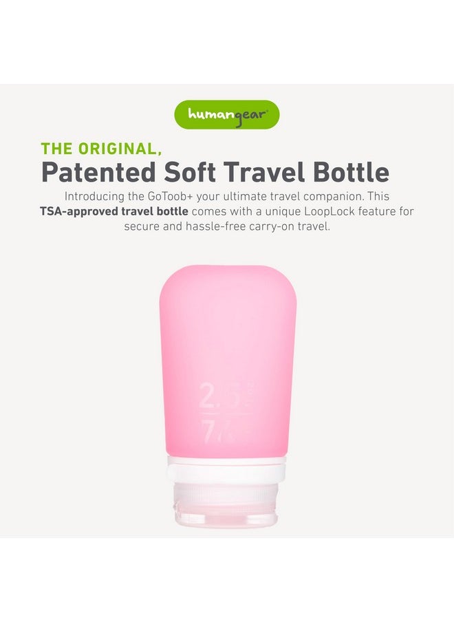 Humangear - Gotoob+ (Medium) | Refillable Silicone Travel Bottle | Locking Lid | Food-Safe Material | Pink, Medium (2.5 Fl.Oz.; 74Ml) - Image 1