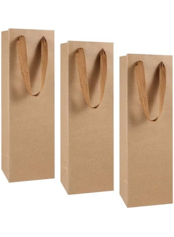 Peachjoy Bag, Brown Kraft Long Kraft Paper Bags Gift Bags for Wedding, Birthday, Baby Shower, Set of 12 Pieces, Party Favors 11x9x35cm (4.3"X3.5"X13.7") - Image 1