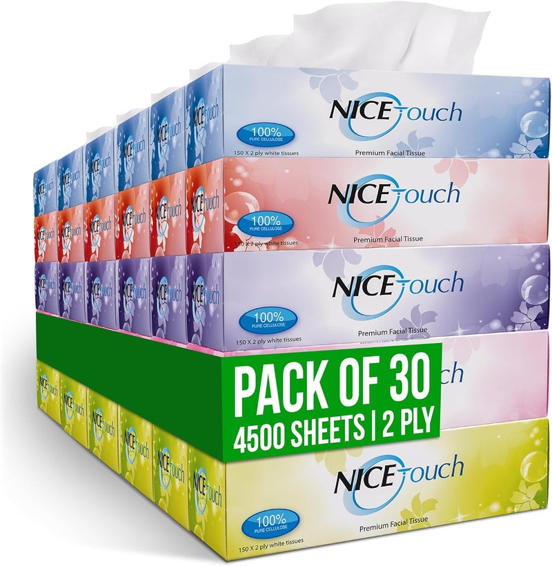 NICE Touch علبة مناديل وجه نice Touch مزدوجة الطبقة - عبوة من 30 - Image 1