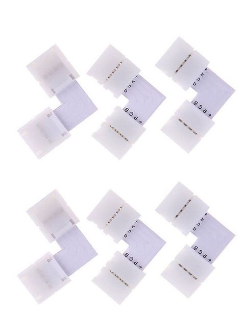 10pcs Pack L Shape Solderless Snap Down 2Conductor LED Strip Connector for Right Angle Corner or 90 Degree Connection of 10mm Wide