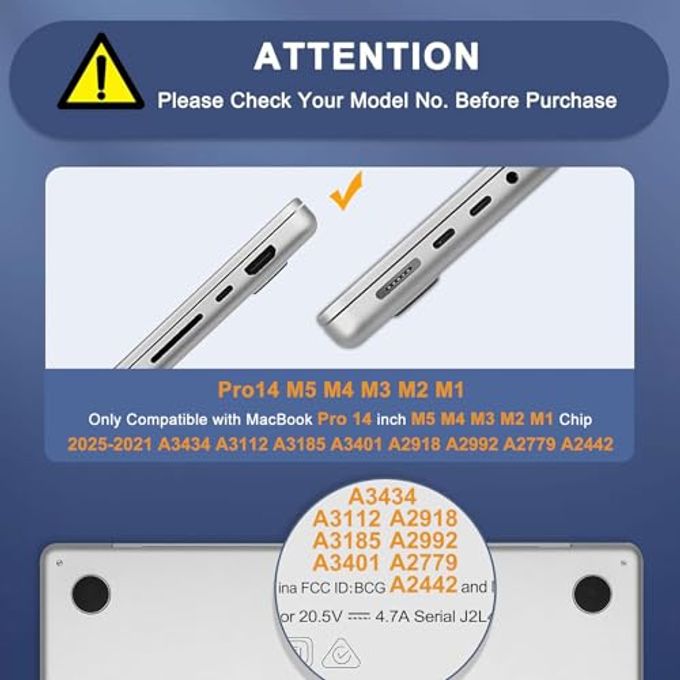 Mosiso Compatible With Macbook Pro 14 Inch Case 2025 2024 2023 2022 2021 M5 M4 M3 M2 M1 A3434 A3112 A3185 A3401 A2918 A2992 A2779 A2442, Hard Shell&Keyboard Cover&Screen Film&Pouch,Transparent - Image 5