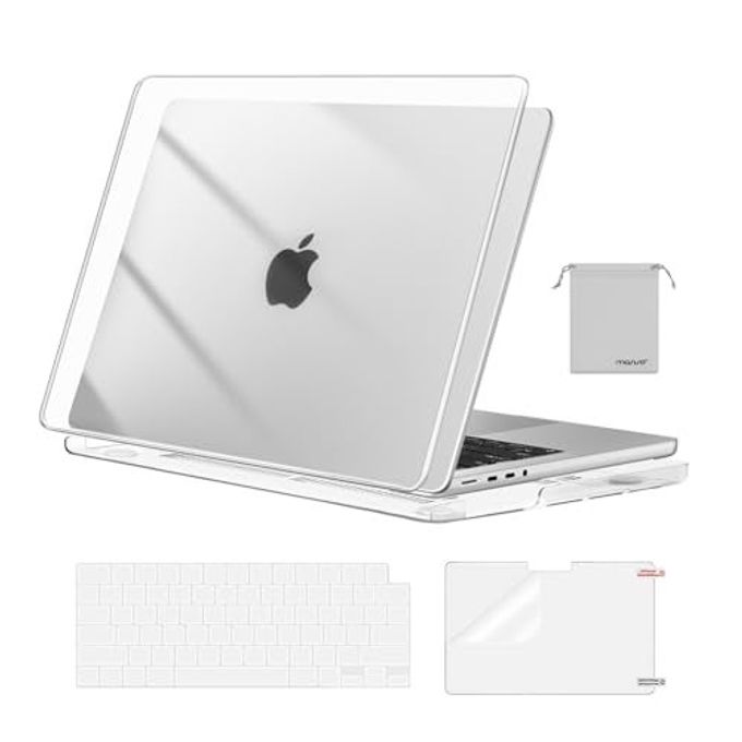 Mosiso Compatible With Macbook Pro 14 Inch Case 2025 2024 2023 2022 2021 M5 M4 M3 M2 M1 A3434 A3112 A3185 A3401 A2918 A2992 A2779 A2442, Hard Shell&Keyboard Cover&Screen Film&Pouch,Transparent - Image 4