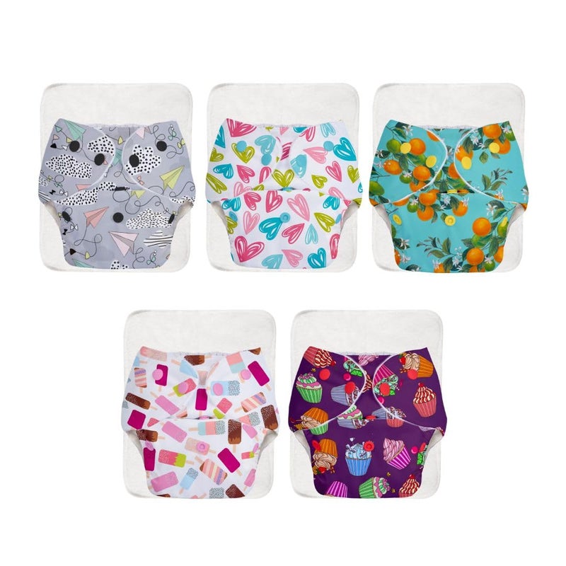 Superbottoms Basic Leakage-proof advanced cloth diapers for babies, High Absorbent 100% cotton 10 reusable diaper and 10 insert pad Combo Pack washable cloth diaper 3M -3Years Adjustable, Reduces Rash - Image 1