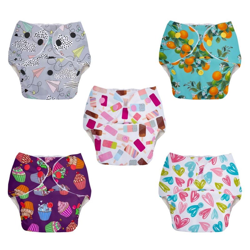 Superbottoms Basic Leakage-proof advanced cloth diapers for babies, High Absorbent 100% cotton 10 reusable diaper and 10 insert pad Combo Pack washable cloth diaper 3M -3Years Adjustable, Reduces Rash - Image 2