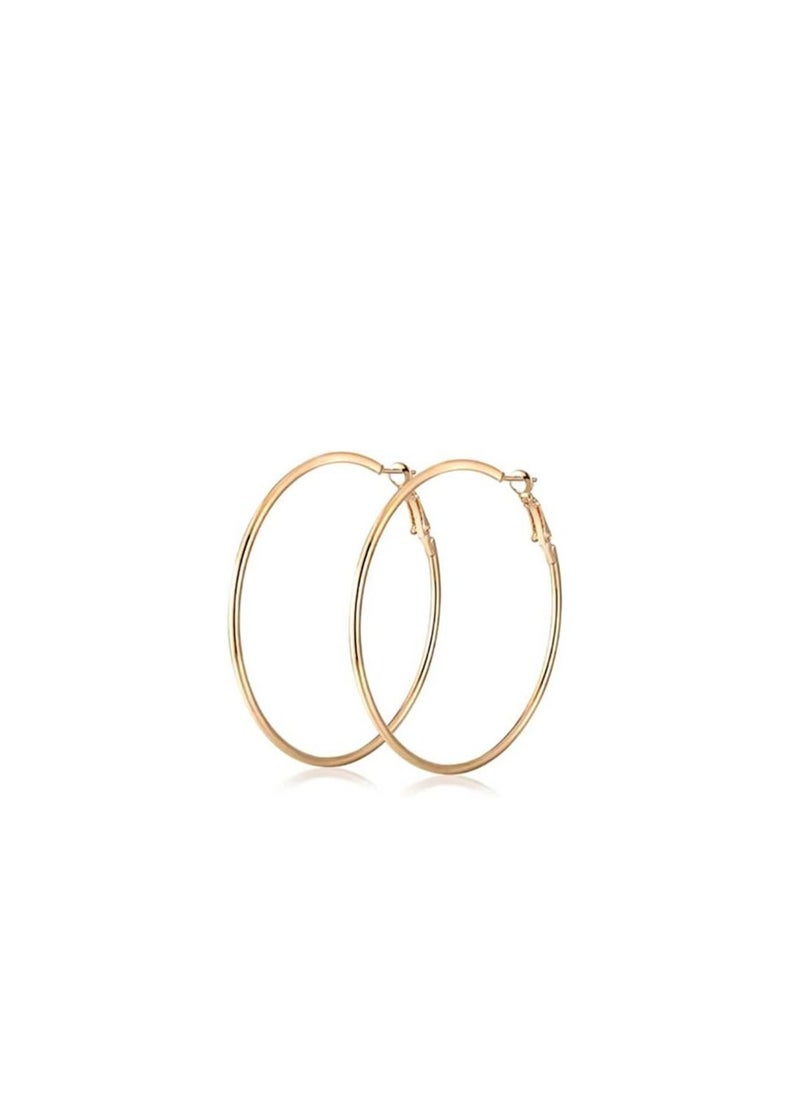 Excellence - Excellence Hoop Earrings Big Size 60 MM for Women Gold Plated Classic Round Silver Gold Circle Women Jewelry Accessory Punk Accessories - Image 1