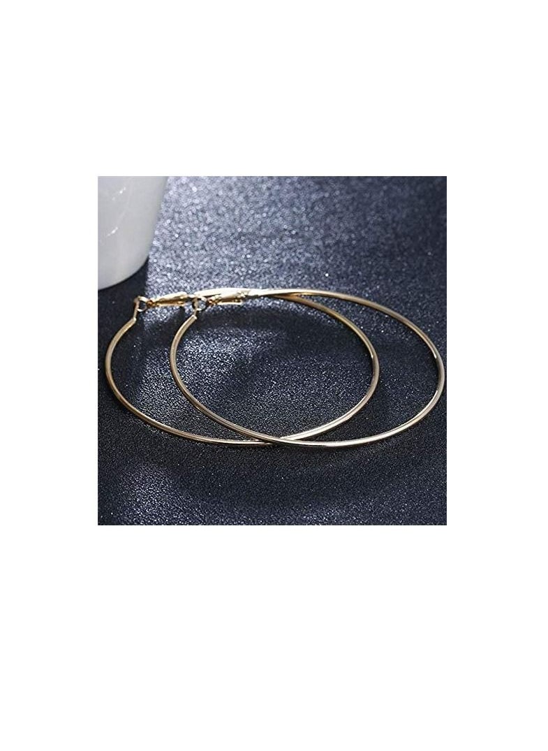 Excellence - Excellence Hoop Earrings Big Size 60 MM for Women Gold Plated Classic Round Silver Gold Circle Women Jewelry Accessory Punk Accessories - Image 1