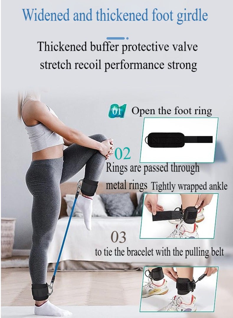 أربطة مقاومة للكاحل مكونة من 6 قطع مع أساور، وأشرطة كاحل مبطنة، للجنسين، رائعة للتمرينات المنزلية وتدريبات اللياقة البدنية، وتدريبات القوة، وتمارين تدريب الركل - أسود - Image 2