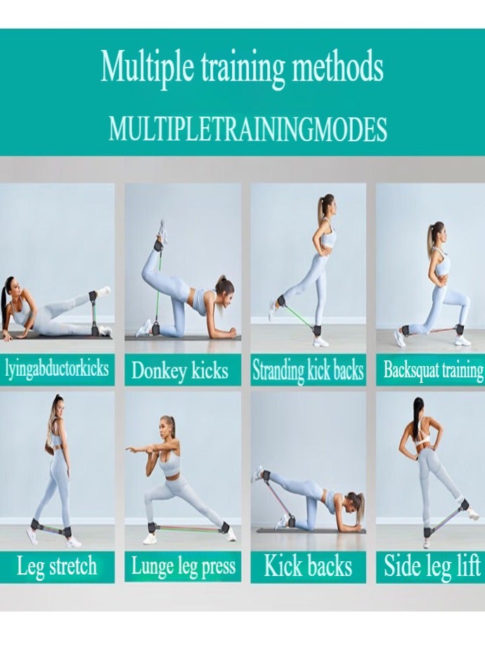 أربطة مقاومة للكاحل مكونة من 6 قطع مع أساور، وأشرطة كاحل مبطنة، للجنسين، رائعة للتمرينات المنزلية وتدريبات اللياقة البدنية، وتدريبات القوة، وتمارين تدريب الركل - أسود - Image 4