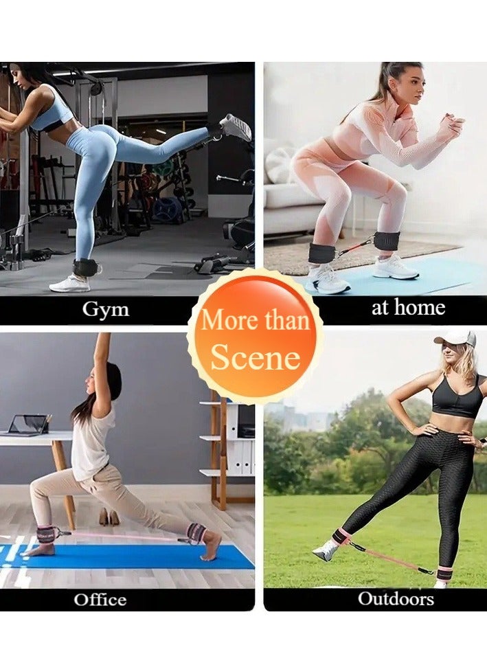 أربطة مقاومة للكاحل مكونة من 6 قطع مع أساور، وأشرطة كاحل مبطنة، للجنسين، رائعة للتمرينات المنزلية وتدريبات اللياقة البدنية، وتدريبات القوة، وتمارين تدريب الركل - أسود - Image 5