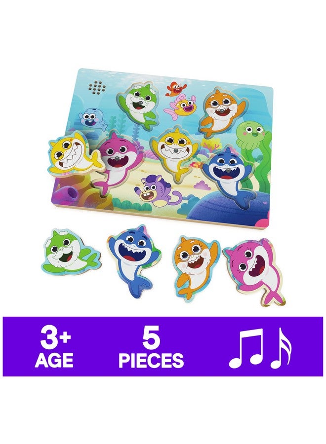 Spin Master Games, Pinkfong Baby Shark Chunky Musical Wooden Sound Puzzle, Plays Baby Shark Song, Kids Puzzle, Easy Activity Toy for Preschoolers, for Kids & Family, 5 Pieces, for Ages 3 & Up - Image 2