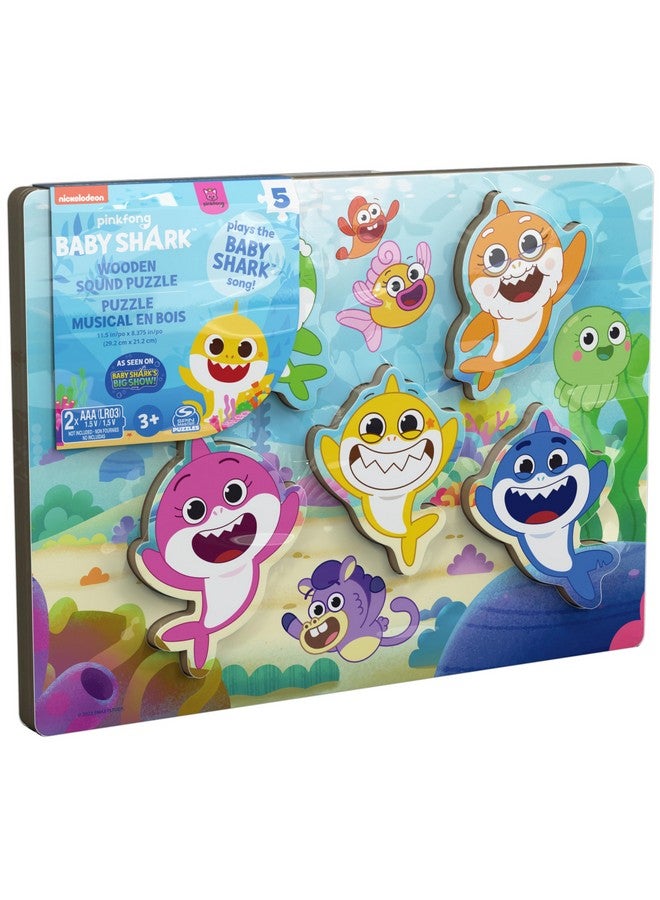 Spin Master Games, Pinkfong Baby Shark Chunky Musical Wooden Sound Puzzle, Plays Baby Shark Song, Kids Puzzle, Easy Activity Toy for Preschoolers, for Kids & Family, 5 Pieces, for Ages 3 & Up - Image 4