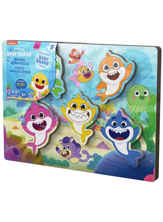 Spin Master Games, Pinkfong Baby Shark Chunky Musical Wooden Sound Puzzle, Plays Baby Shark Song, Kids Puzzle, Easy Activity Toy for Preschoolers, for Kids & Family, 5 Pieces, for Ages 3 & Up - Image 5