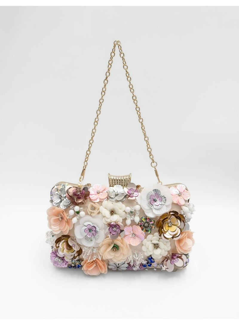 Elegant Floral Embellished Satin Evening Clutch Bag Women Beaded Flower Handbag for Weddings & Parties,Gift For Woman Girl Mother Teacher - Image 2