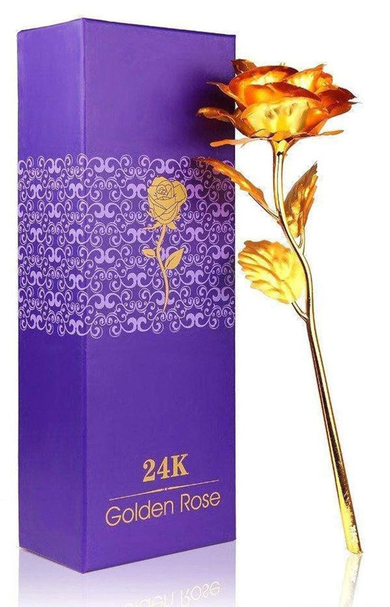 Natali Traders Gift for Girlfriend BoyfriendArtificial Golden Red Rose with Love StandLove Couple Showpiece - Image 4