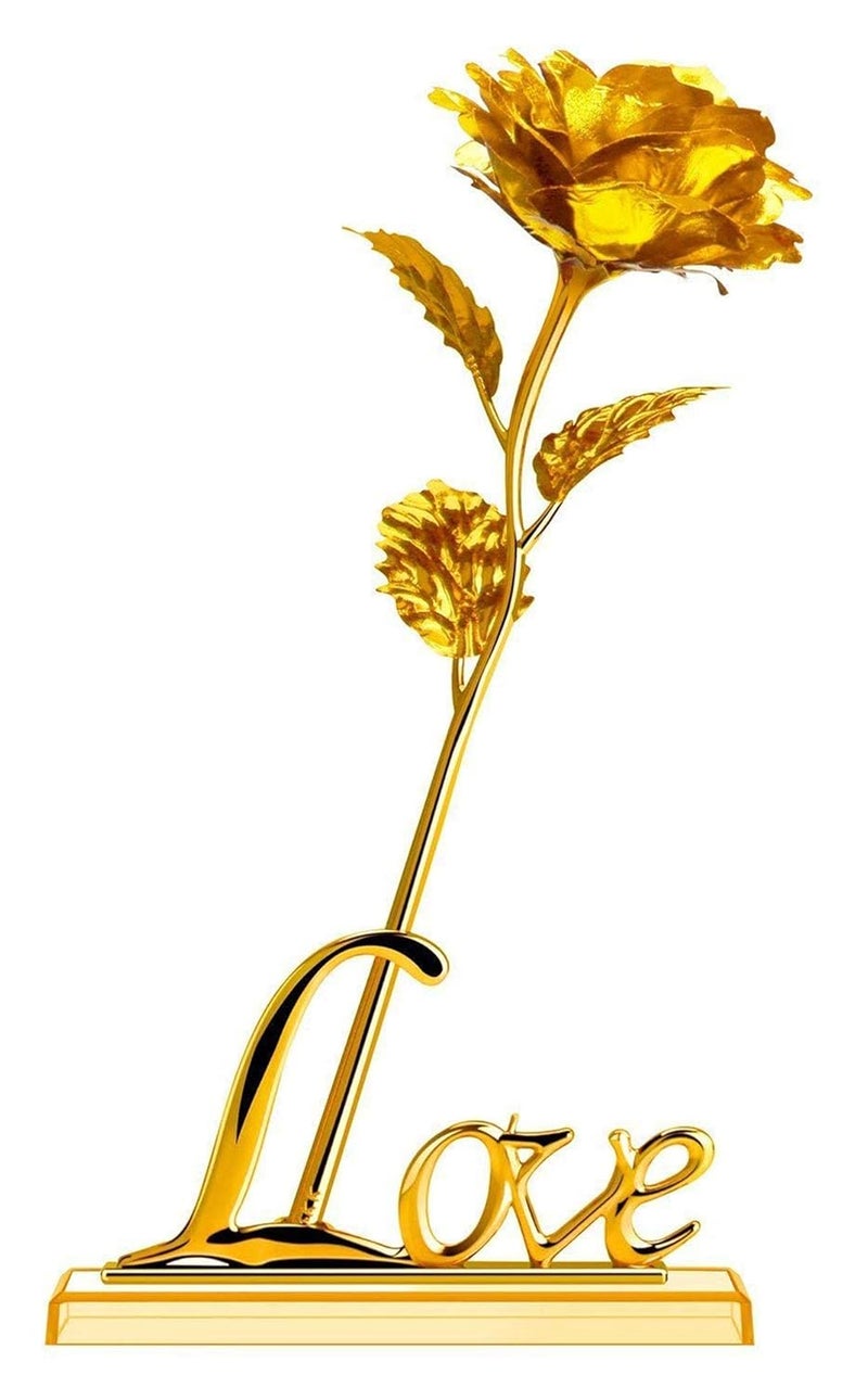 Natali Traders Gift for Girlfriend BoyfriendArtificial Golden Red Rose with Love StandLove Couple Showpiece - Image 3