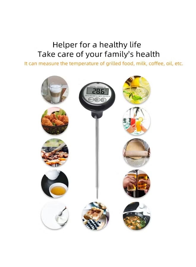 DPTER Digital Kitchen Food Thermometer 120mm Long Probe Food Thermometer for BBQ, Grilling, Milk, Coffee Deep Frying, Instant Read Kitchen Thermometer，Black - Image 3