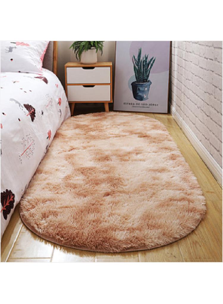 Bluejw 160 CM 1-Piece Bedroom Carpet Oval Brown Fluffy Khaki Rugs for Bedroom Living Room Throw Rug for Kids Room,Shag Hallway Runner Rug,Small Soft Shaggy Bedside Non-Slip Plush Nursery Dorm Carpet Home Decor Aesthetic - Image 4